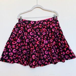 Kate Spade Coreen Cupcake Full Mini Skirt Pink Black Bold Leopard Print Sz 10